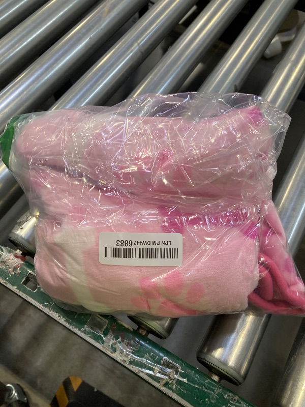 Photo 1 of Allisandro Luxurious Dog Blanket, 350 GSM Super Fuzzy Microplush Fleece Pet Blankets for Small Medium Large Dogs and Cats, Pink Paw and Bone, 32" x 24"