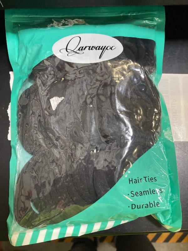 Photo 1 of 50PCS Black Hair Ties for Women, Cotton Seamless Hair Bands, Elastic Ponytail Holders, No Damage for Thick Hair, 2 Inch in Diameter, by Qarwayoc