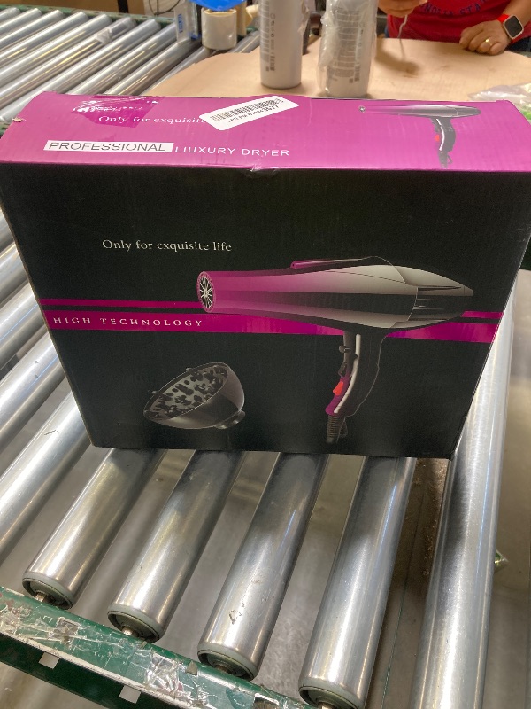 Photo 1 of Mannice Hair Dryer, 3500 Watt Professional Salon Ionic Blow Dryer with AC Motor, 3 Heat Settings, 2 Speeds, Cool Shot Button, Tourmaline Ceramic, Concentrator & Diffuser Attachments, Purple, 110V