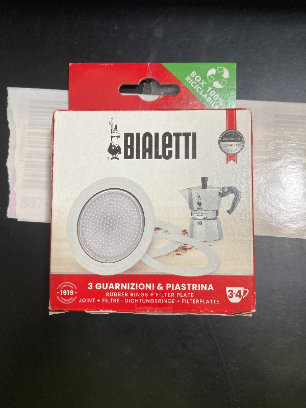 Photo 1 of Bialetti Spare Parts, Includes 3 Gaskets and 1 Plate, Compatible with Moka Express, Fiammetta, Break, Happy, Dama, Moka Melody, Alpina, Moka Timer and Rainbow (3/4 Cups)