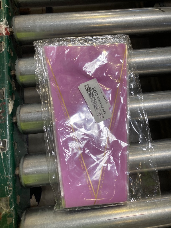Photo 1 of BEISHIDA 100 PCS Single Rose Sleeve Plastic Single Flower Wrapping Rose Packaging Cellophane Flower Sleeves for Florist Bouquet Supplies Mother's Day Valentine's Day (Purple and Gold Letter)