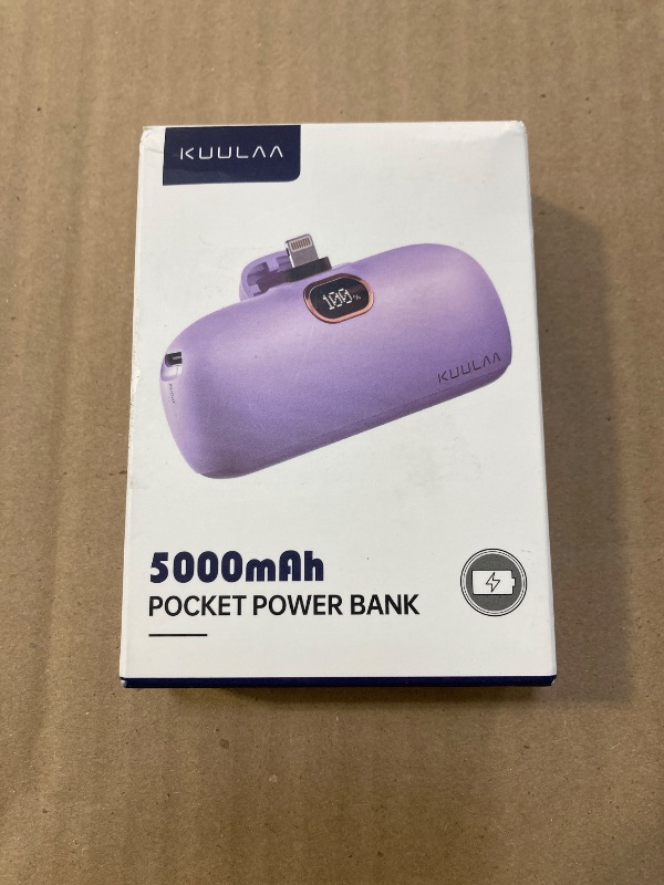 Photo 1 of Kuulaa Small Portable Charger iPhone with Built-in Lightning Cable 5000mAh Power Bank Fast Charging for iPhone 14/13/13 Pro/12/12 Pro/11/XR/XS/X/8/7/6 Black
