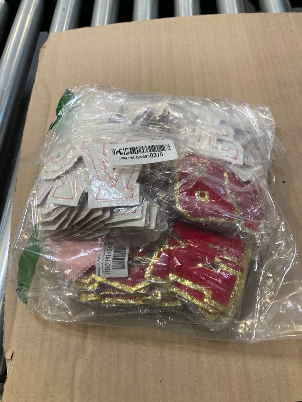 Photo 1 of 104 Pcs Large Red 3 Inch A-Z Chenille Letter Patches, Iron on Letters for Fabric and Clothing, Glitter Embroidery Varsity for Letterman Jacket, Backpacks Hats, Sew or Iron on