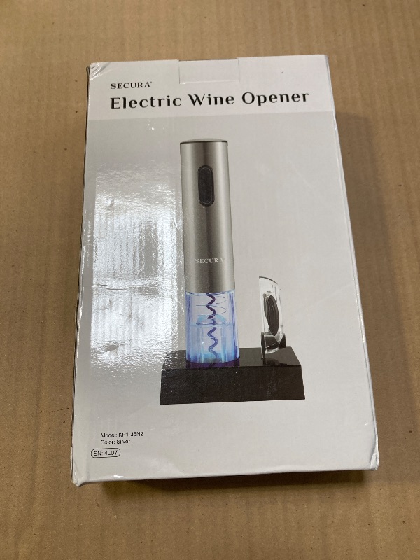 Photo 1 of Secura Electric Wine Opener, Automatic Electric Wine Bottle Corkscrew Opener with Foil Cutter, Rechargeable (Stainless Steel)