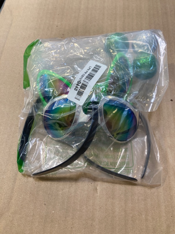 Photo 1 of Poptrend 2 Pairs Alien Headband and Glasses, Sunglasses, Glitter Green Silver Boppers Antenna Headband Set, Alien Costume Party Favors Accessories for Adults and Kids (green+silver)