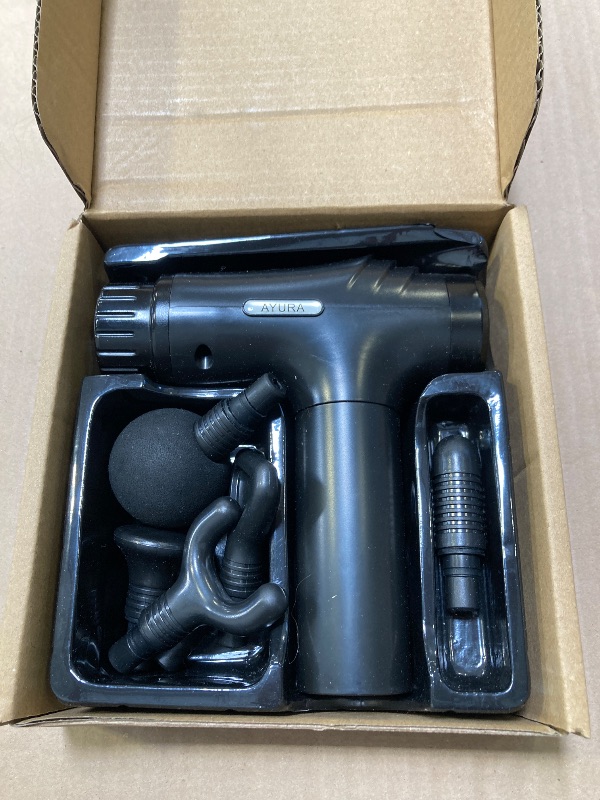 Photo 1 of AYURA Massage Gun Deep Tissue, Percussion Muscle Massager Gun, Handheld Back Massager for Pain Relief, Mini Massage Gun with 30 Speeds and 6 Heads for Athletes Men Women (Black)