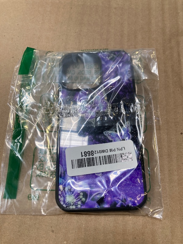 Photo 1 of OOK Magnetic for iPhone 15 Pro Max Case Glitter Purple Butterfly Nebula Space Design [Compatible with MagSafe] Hard PC+Soft TPU Bumper Anti-Slip Ultra Thin Case, Purple Butterfly (6.7")