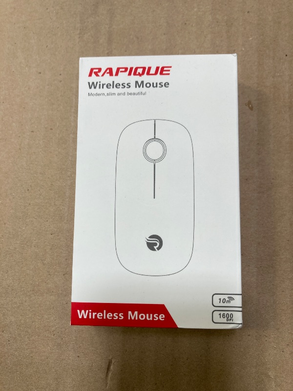 Photo 1 of RAPIQUE Bluetooth Wireless Mouse - (BT5.1+USB) Slim Dual Mode Computer Mice with Quiet Click, Low Power, and 1600 DPI, Portable Cordless for MacBook, Laptop, iPad Pro/Air, Chromebook (White)