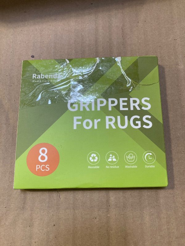 Photo 1 of Rabenda 8 Pcs Grippers for Rugs, Non Slip Rug Pads for Hardwood Floors and Tiles, Reusable Rug Tape for Area Rugs, Dual Sided Adhesive Rug Pad Gripper Keep Corners Flat(Black)