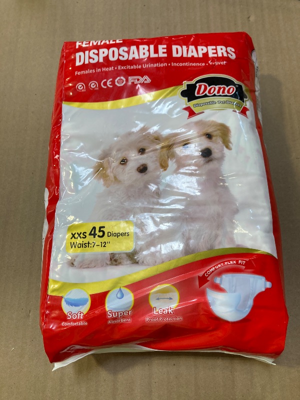 Photo 1 of Dono Disposable Dog Diapers Female, Super Absorbent Doggie Diaper, Rapid-Dry Gel Technology Puppy Diapers, Leak-Proof Fit for Cat Doggy in Heat, Excitable Urination, Incontinence, X-Small