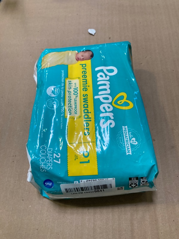 Photo 1 of Pampers Baby Diapers - Swaddlers - Size P1, 27 Count, Ultra Absorbent Disposable Preemie Diaper