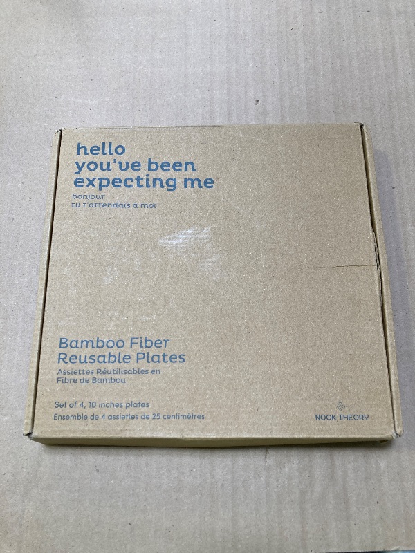 Photo 1 of Nook Theory 4 Pack Reusable Bamboo Plates - Non-Toxic Toddler and Kids Plate, Dishwasher Safe, Not Microwavable Dinnerware (Terrablue 10")