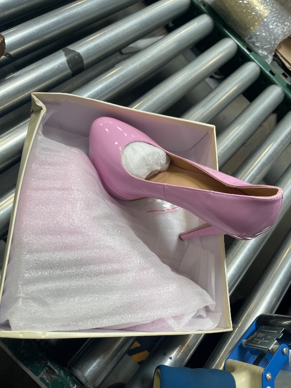 Photo 1 of Richealnana Women's Double Platform Stiletto High Heel Pumps Sky High Round Toe Slip On Classic Pumps Pull On Pink US 10