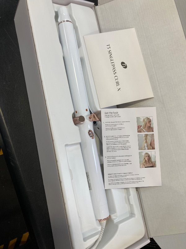 Photo 1 of T3 SinglePass Curl X Extra-Long Barrel 1", 1.25", 1.5" Curling Iron with 9 Heat Settings and Ceramic Barrel for Fast Styling and Lasting Results on All Hair Types