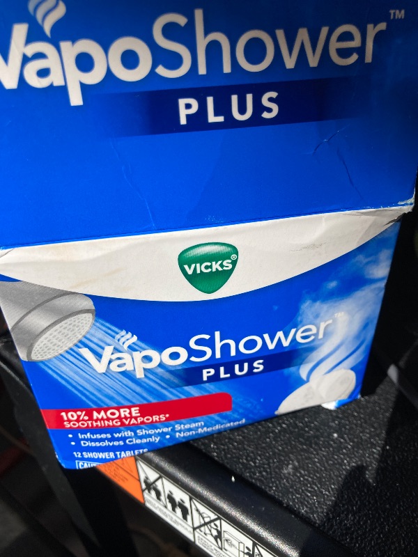 Photo 1 of Vicks, VapoShower Plus, Shower Steamers, Eucalyptus Shower Steamer & Menthol Scent, Clean Dissolving Vapor Shower Tablets, Aromatherapy Shower Steamer & Shower Bombs, 12 count