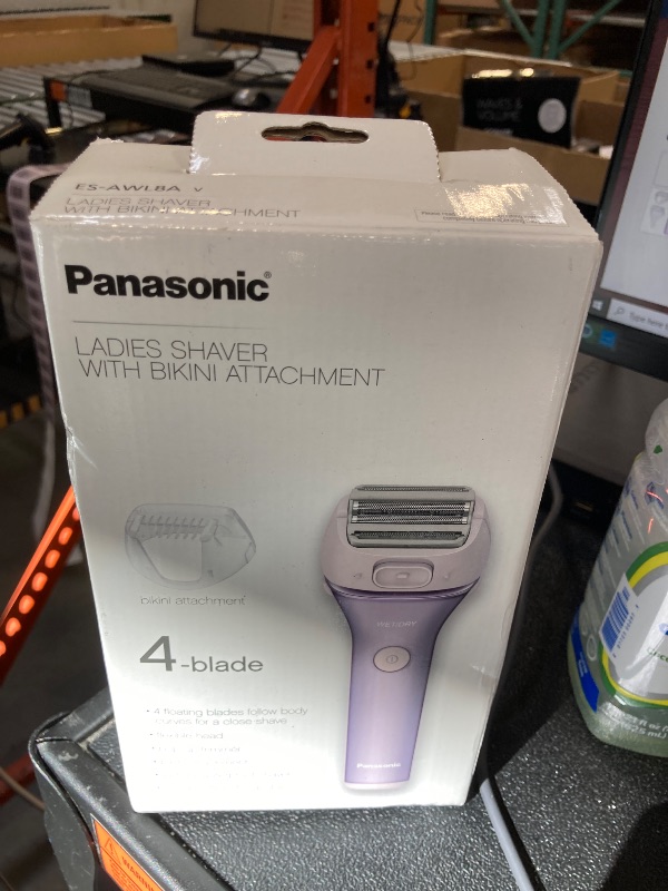 Photo 1 of Panasonic Electric Shaver for Women, Cordless 4-Blade Shaver, Bikini Attachment, Pop-Up Trimmer, Wet Dry Operation - ES-AWL8AV (Purple)