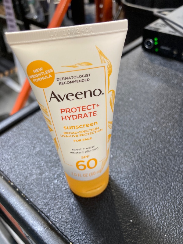 Photo 1 of Aveeno Protect + Hydrate Sunscreen Moisturizing Face Lotion with Broad Spectrum SPF 60 and Prebiotic Oat, Paraben, Phthalate, Oxybenzone and Oil Free Sunscreen for Sensitive Skin, 2.0 FL OZ