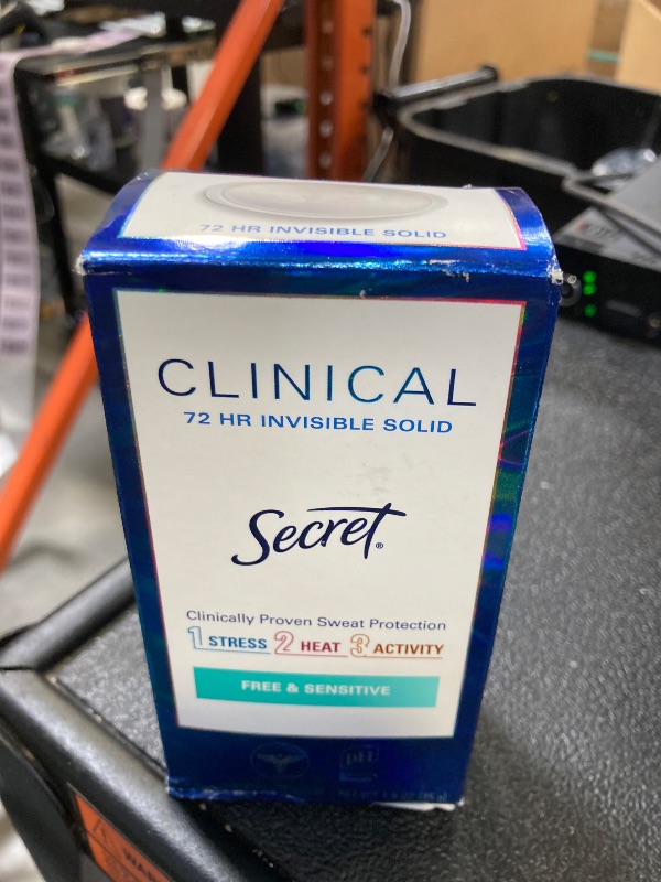 Photo 1 of Secret Clinical Strength Antiperspirant Deodorant for Women, Free & Sensitive, 3X Stress Protection, 72hr Sweat & Odor Protection, PH Balancing Minerals, Invisible Solid, Unscented, 1.6 oz (Pack of 3)
