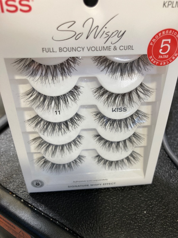 Photo 1 of KISS So Wispy False Eyelashes Multipack #11, Full Bouncy Volume & Curl, Signature Wispy Effect, Quality Synthetic, Crisscross Pattern, Cruelty Free, Reusable and contact lens friendly, 5 Pairs