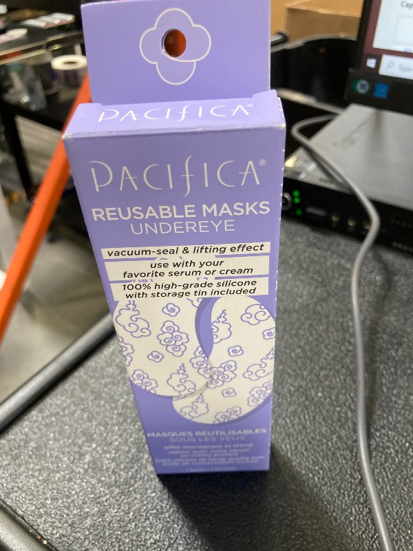Photo 1 of Pacifica Reusable Mask – Under Eye Mask Silicone Face Mask for Fine Lines & Dark Circles, Pair with Serum, Storage Tin Included, Vegan & Cruelty-Free, 2 Pieces