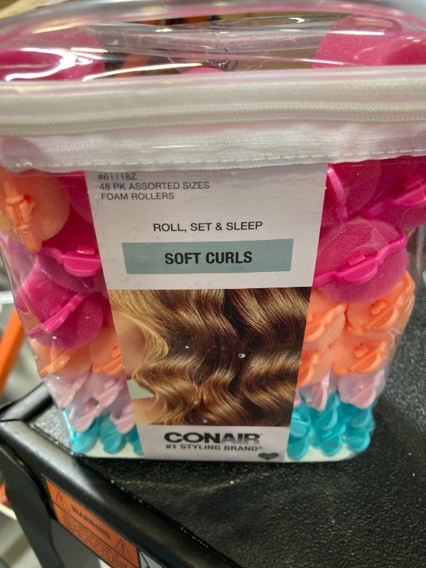 Photo 1 of Conair Foam Hair Rollers - 48 Count, Assorted Colors - Heatless Curls, Overnight Curls, Foam Rollers with Storage Case