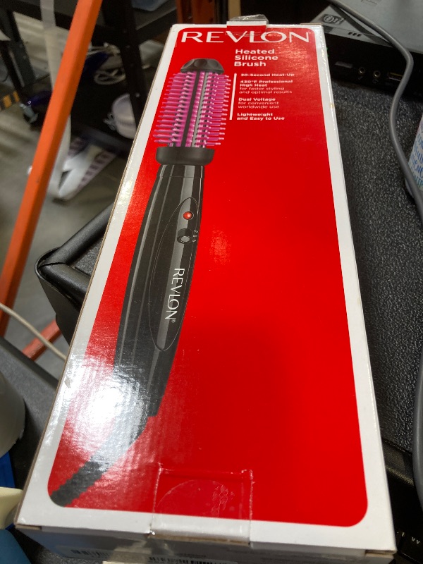 Photo 1 of REVLON Silicone Bristle Heated Hair Styling Brush | Fast, Long Lasting Volume for Easy Styling | 1" Barrel for Full Body and Smooth Styles (Black/Pink)