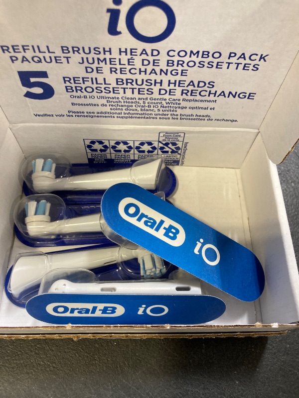 Photo 1 of Oral-B iO Ultimate Clean Replacement Brush Heads, 5 Count, 4 Ultimate Clean + 1 Gum & Sensitive White