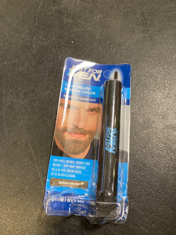 Photo 1 of Just for Men 1-Day Beard & Brow Color, Temporary Color for Beard and Eyebrows, For a Fuller, Well-Defined Look, Up to 30 Applications, Medium Brown