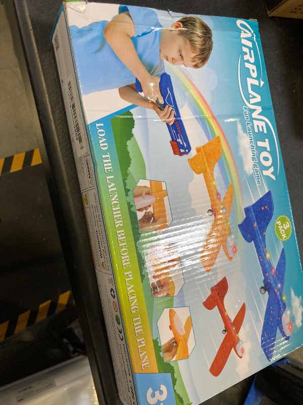 Photo 1 of Fuwidvia 3 Pack Airplane Launcher Toys, 13.2'' LED Foam Glider Catapult Plane Toy for Boys, 2 Flight Modes Outdoor Flying Toys Birthday Gifts for Boys Girls 4 5 6 7 8 9 10 11 12 Year Old