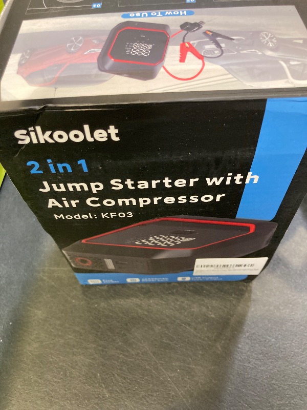 Photo 1 of Car Jump Starter with Air Compressor, Upgraded 6000A Portable Car Battery Jumper Starter (All Gas/10L Diesel Engine), 12V Battery Booster with 160PSI Tire Inflator Jump Box with LED Light,Power Bank