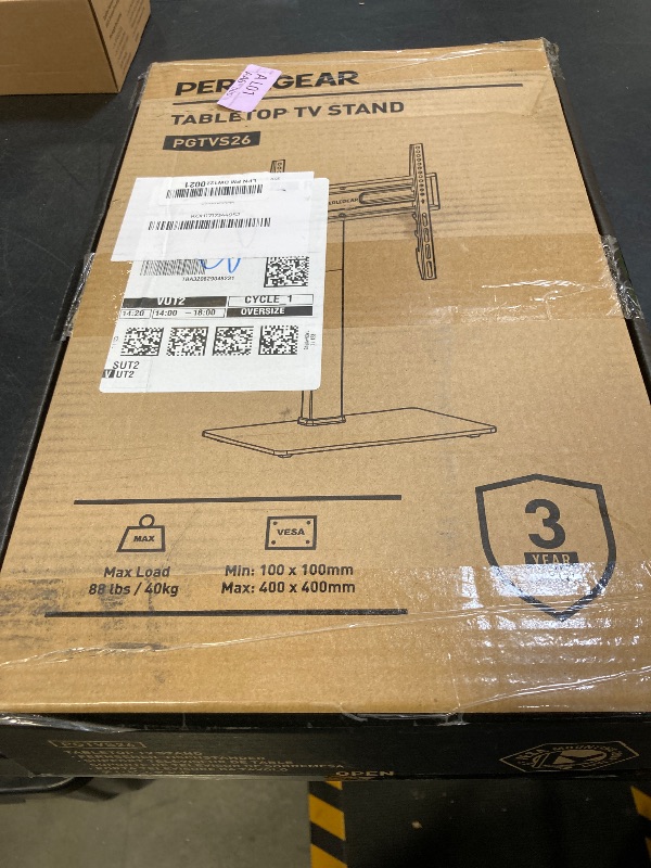 Photo 1 of Perlegear Universal Swivel TV Stand for 32–70 inch TVs, Height Adjustable Table Top TV Stand Mount with Tilt, Tempered Glass Base, Holds up to 88 lbs, Max VESA 400x400mm, PGTVS26
