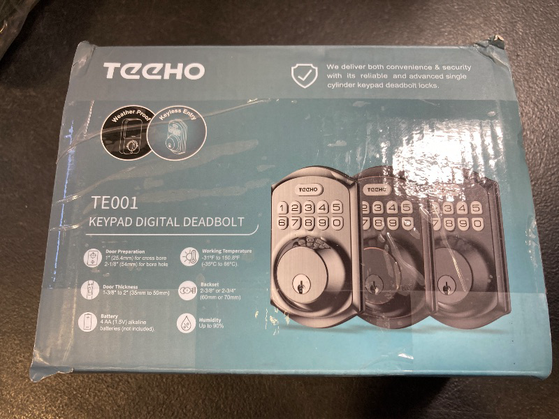 Photo 1 of TEEHO TE001 Keyless Entry Door Lock with Keypad - Smart Deadbolt Lock for Front Door with 2 Keys - Auto Lock - Easy Installation - Matte Black