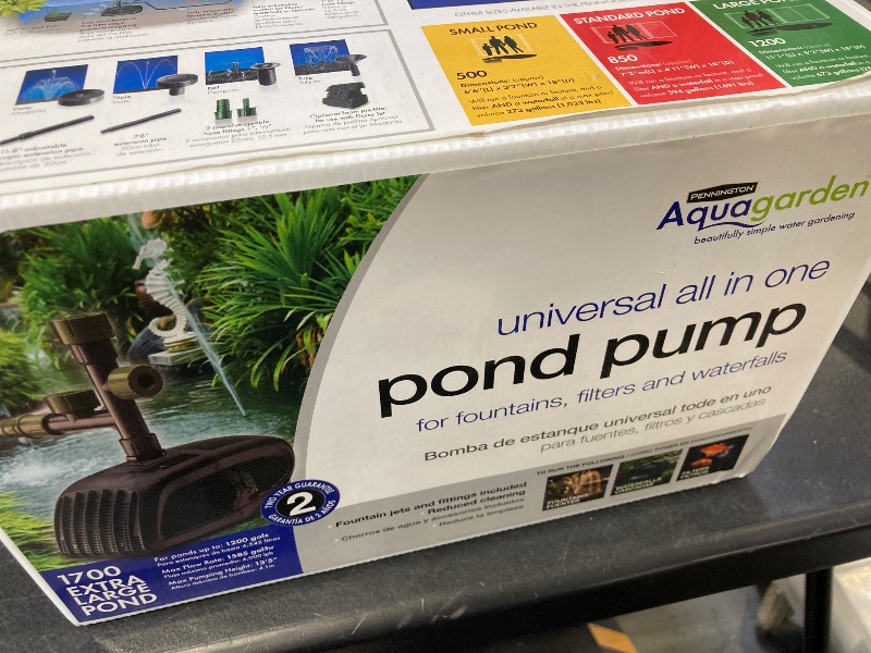 Photo 1 of Pennington Aquagarden , Universal 1700 All in One Submersible Pond & Water Pump , Suitable for Fountains, Filters, Waterfalls, Hydroponics & Aquaponics , For Ponds up to 1200 Gallons (1056182)