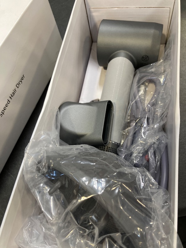 Photo 1 of Hair Dryer, 160000 RPM Professional High-Speed Blow Dryer 500 Millions Negative Ionic Care Hair Dryer for Fast Drying, Low Noise Thermo-Control Hairdryer, Travel with Magnetic Diffuser & Nozzle, Gray