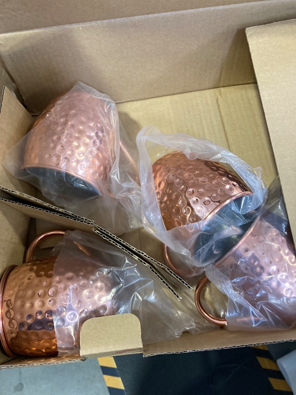 Photo 1 of LINALL Moscow Mule Copper Mugs- Set of 12 Copper Plated Stainless Steel Mug 18oz, for Chilled Drinks (4 pcs)