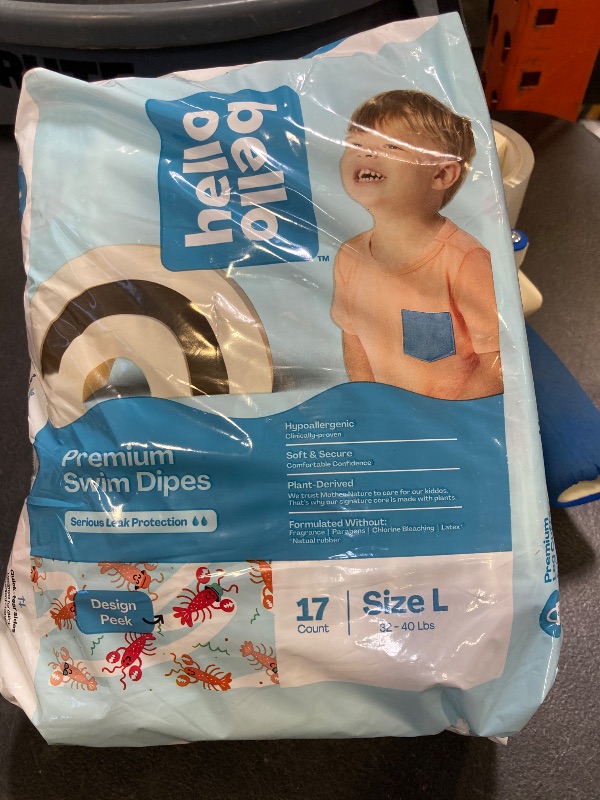 Photo 1 of Hello Bello Premium Swim Diapers - Size L (32-40 lbs), Cute Extra-Bright Lobster Designs, 17 Count Jumbo Pack