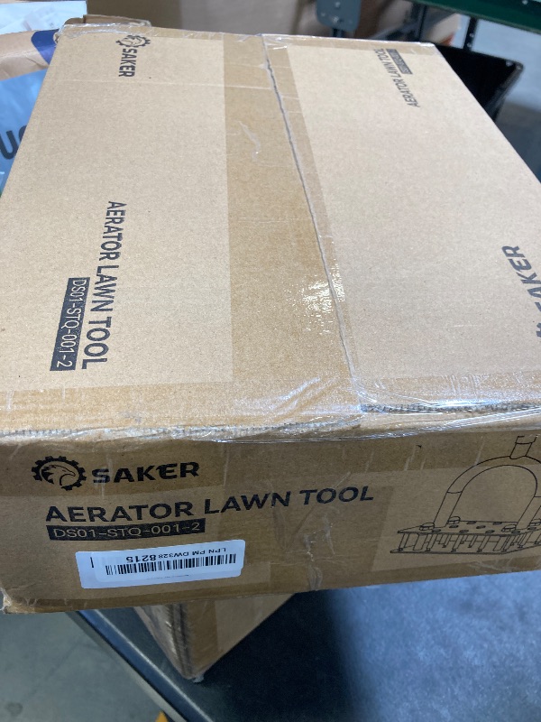 Photo 1 of Saker Lawn Aerator Tool, Lawn Aerator with 15 Iron Spikes, Automatic Leaf and Dirt Cleaning with Spring-Loaded Design, Metal Manual Aerator for Loosening Soil Aerating Patio, Yard, Garden Orange