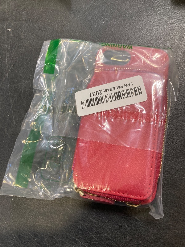Photo 1 of Bocasal RFID Blocking Wallet Case for iPhone 16e, Adjustable Crossbody Zipper Purse Cover Card Slots Holder with Kickstand Detachable Wrist Strap, PU Leather Flip Folio Case 6.1 Inch 5G (Red)