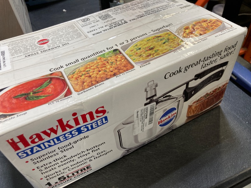 Photo 1 of Hawkins 1.5 re Pressure Cooker, Stainless Steel Inner Lid Cooker, Induction Cooker, Small Cooker, Silver (HSS15)