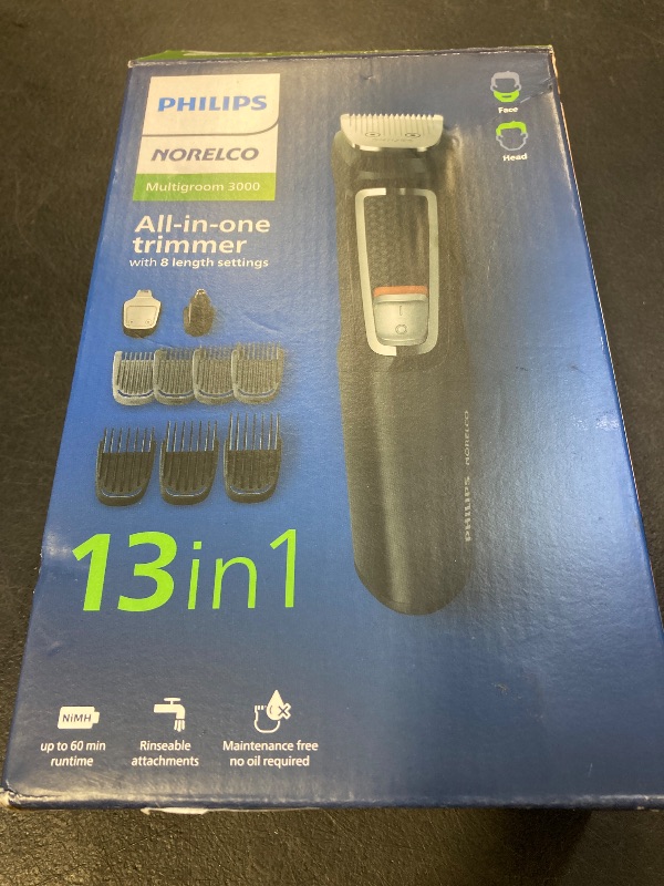 Photo 1 of Norelco Philips Multi Groomer All-in-One Trimmer Series 3000-13 Piece Mens Grooming Kit for Beard, Face, Nose, Ear Hair Trimmer and Hair Clipper - NO Blade Oil Needed, MG3740/40