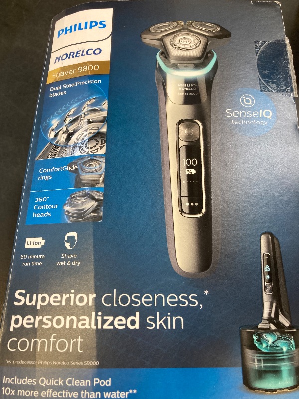 Photo 1 of Philips Norelco Shaver Series 9000, Wet and Dry Electric Shaver, with Lift & Cut Shaving System and SenseIQ Technology, Pop-up Trimmer, Cleaning Pod, Charging Stand and Travel Case, Model S9987/85