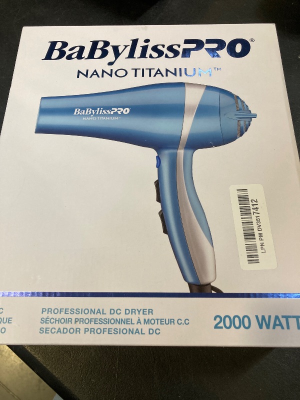 Photo 1 of BaBylissPRO Hair Dryer, Nano Titanium 2000-Watt Blow Dryer, Hair Styling Tools & Appliances, BNT5548