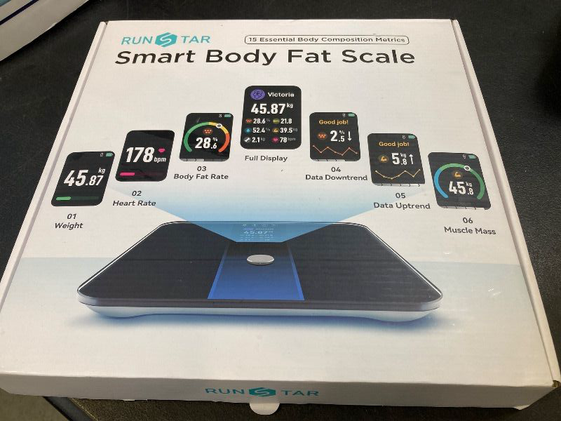 Photo 1 of Runstar Smart Scale for Body Weight and Fat Percentage FSA HSA Eligible, 3.5" TFT Color Display High Precision Digital Bathroom Scale BMI Heart Rate 22 Body Composition Analyzer Sync with Fitness App