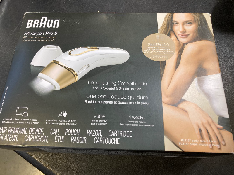 Photo 1 of Braun IPL Silk·Expert Pro 5 PL5157 Latest Generation IPL, Holiday Gifts for Women and Men, at-Home Hair Removal System with Soft Pouch and Precision Head