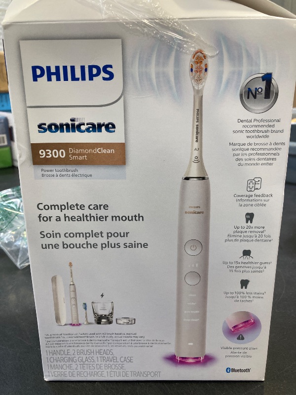 Photo 1 of Philips Sonicare DiamondClean Smart 9300 Electric Toothbrush, Sonic Toothbrush with App, Pressure Sensor, Brush Head Detection, 4 Brushing Modes and 3 Intensity Levels, White, Model HX9903/05
