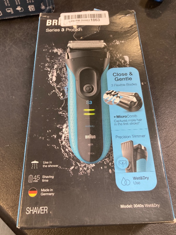 Photo 1 of Braun Electric Series 3 Razor with Precision Trimmer, Rechargeable, Wet & Dry Foil Shaver for Men, Blue/Black, 4 Piece