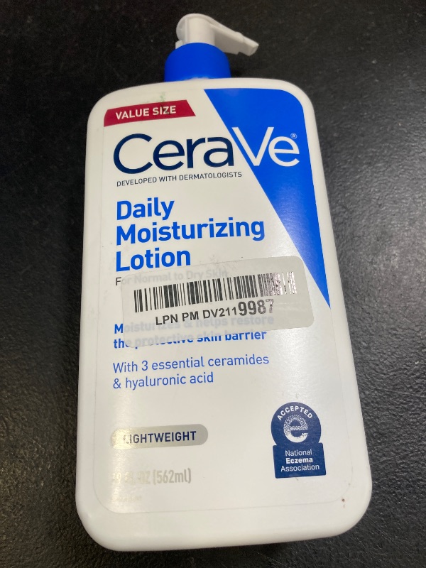 Photo 1 of CeraVe Daily Moisturizing Lotion for Dry Skin, Body Lotion & Face Moisturizer with Hyaluronic Acid and Ceramides, Daily Moisturizer, Fragrance Free, Oil-Free, 19 Ounce