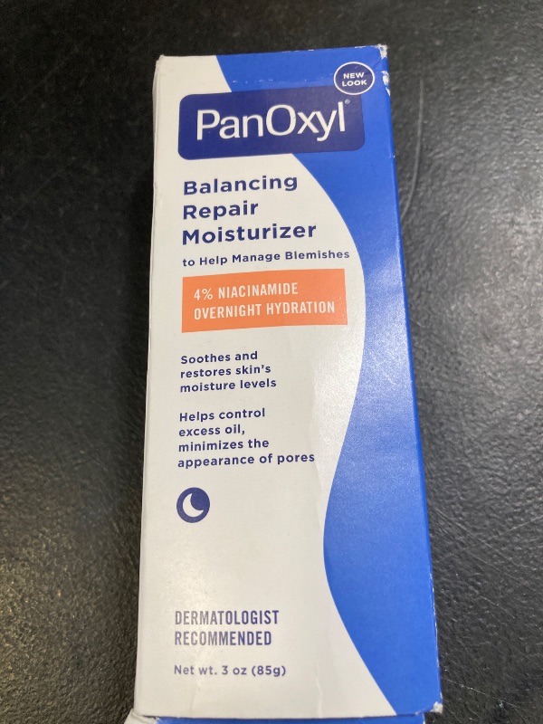 Photo 1 of PanOxyl PM Balancing Repair Moisturizer with Niacinamide, Ceramides and Cica, Hydrating Face Moisturizer, Acne Prone Skin and Dry Skin, Non-Comedogenic Night Face Moisturizer, 3 oz
