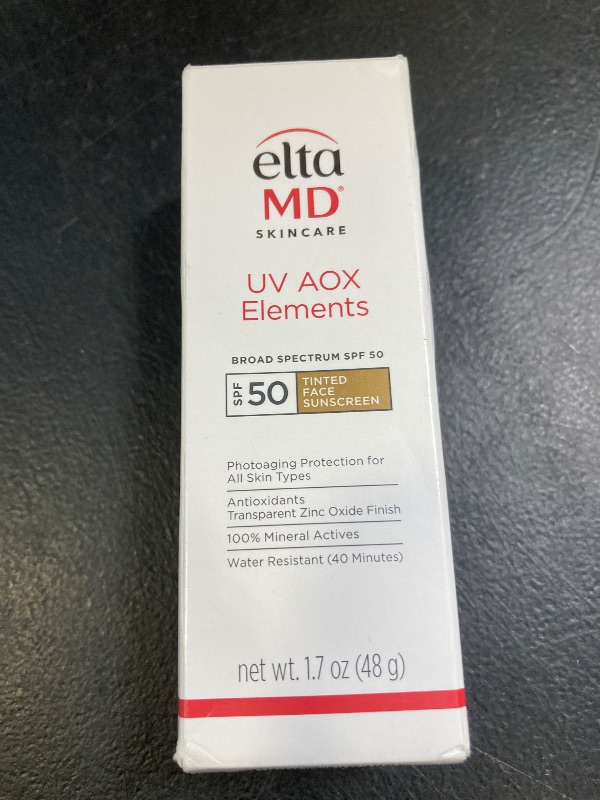 Photo 1 of EltaMD UV AOX Elements Tinted Mineral Face Sunscreen Lotion, Tinted Moisturizer for Face SPF 50 with Antioxidants, For Dry Sensitive Skin 1.7 oz Pump