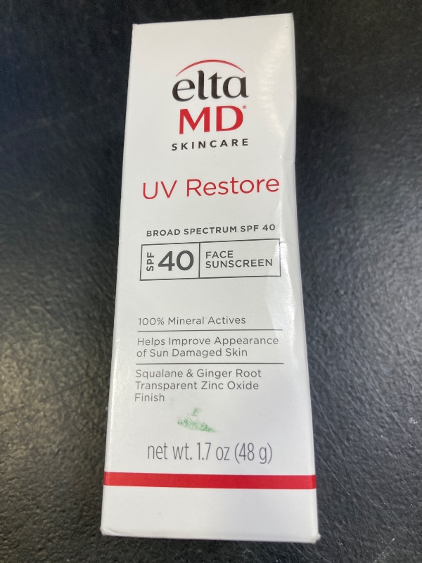 Photo 1 of EltaMD UV Restore Face Sunscreen, SPF 40, Mineral Sunscreen for Sun Damaged Skin Repair, Anti-Aging Zinc Oxide Moisturizer Formula for Face, 1.7 oz